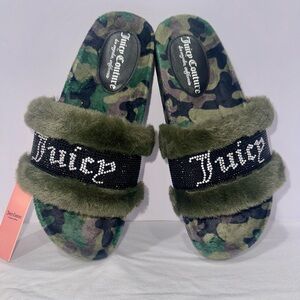 NWT JUICY COUTURE Green Camo‎ Blingy Slippers - Various sizes